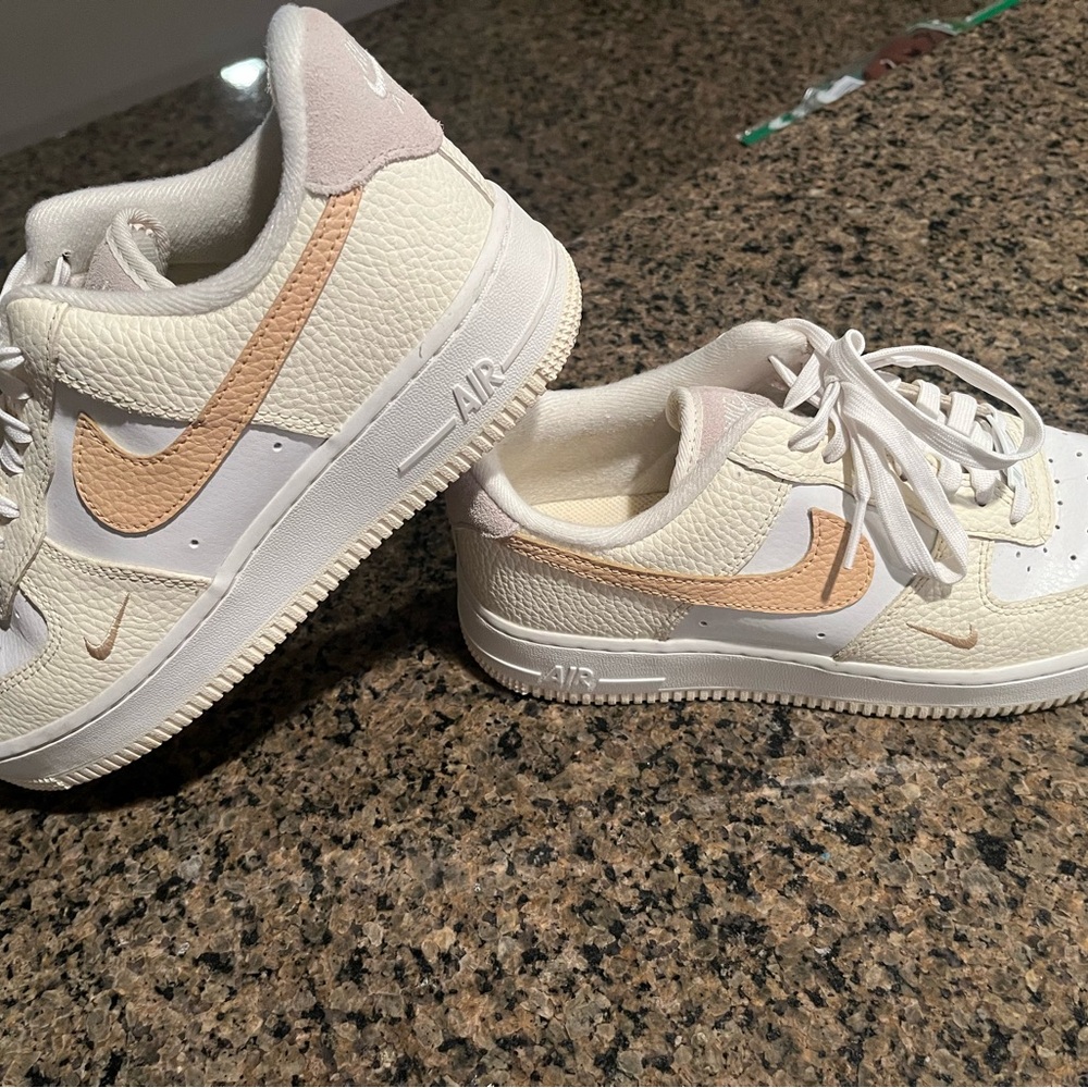 Nike White and Tan Athletic Shoes